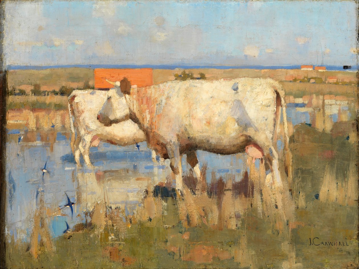Paisagem com gado, c.1883-85 (óleo sobre tela) de Joseph Crawhall