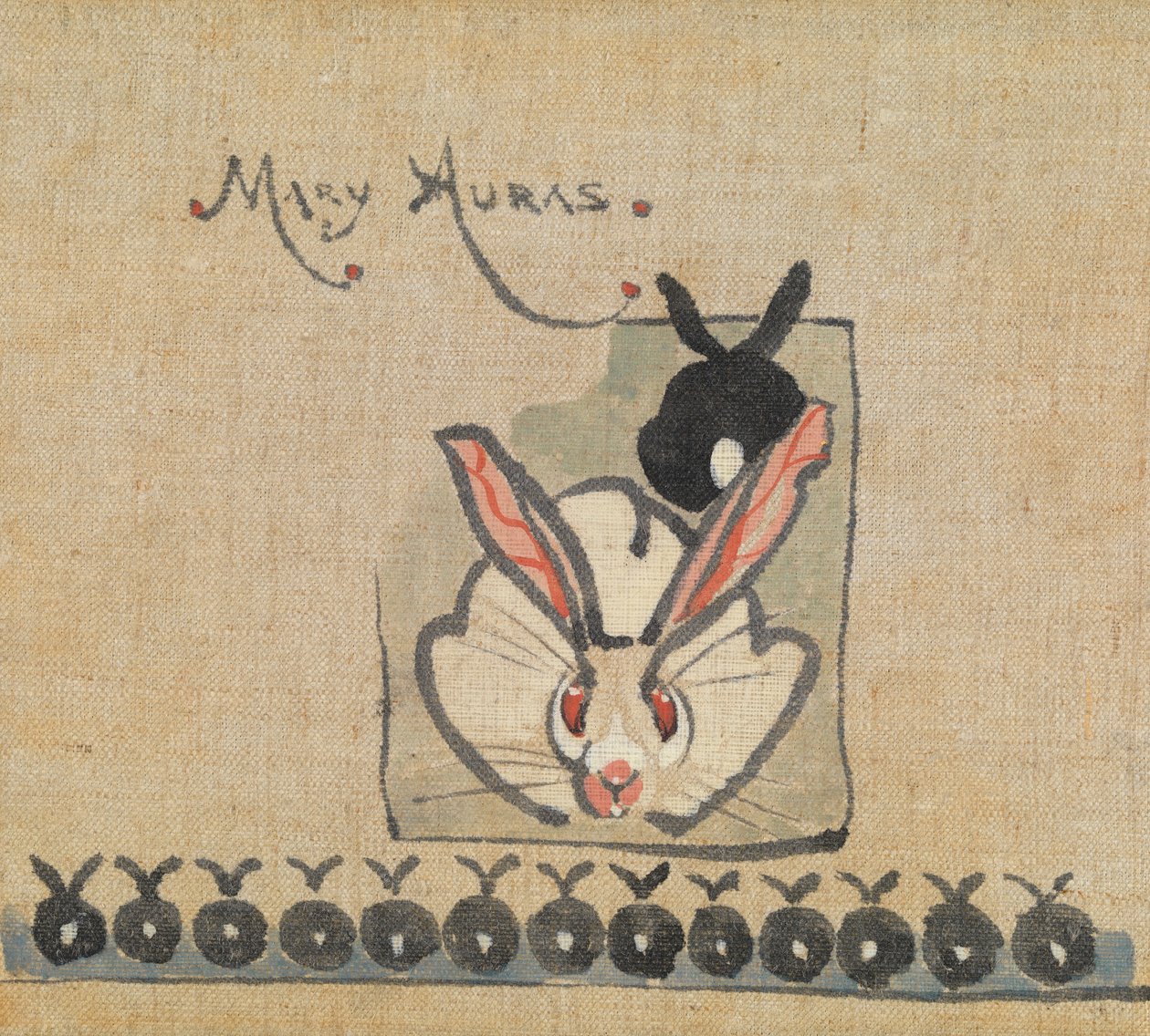 Rabbits - Miss Auras (lápis e aguarela sobre papel) de Joseph Crawhall