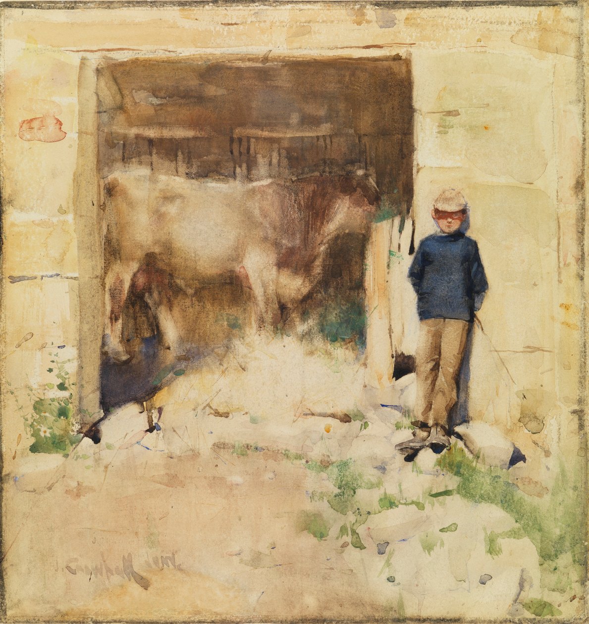 O Byre (aguarela sobre papel) de Joseph Crawhall