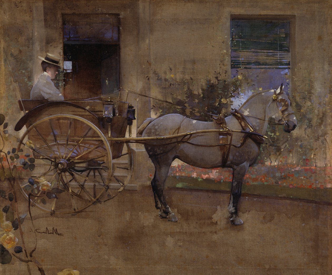A carroça da governanta (guache sobre linho) de Joseph Crawhall