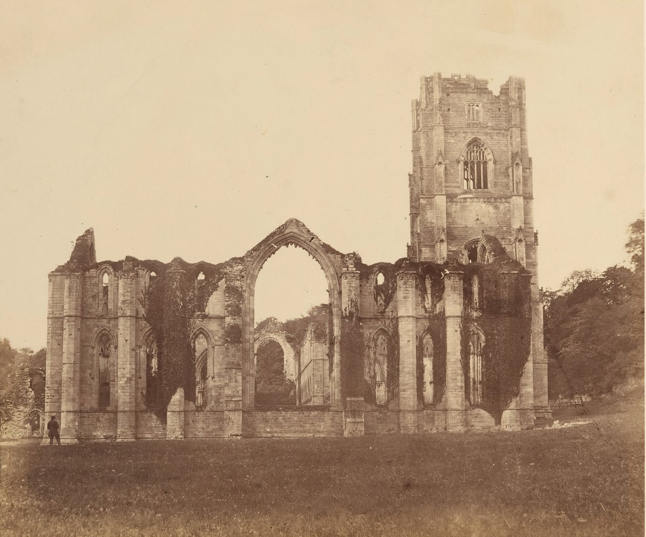 Abadia de Fountains. A Capela dos Nove Altares, Exterior, 1850s. de Joseph Cundall