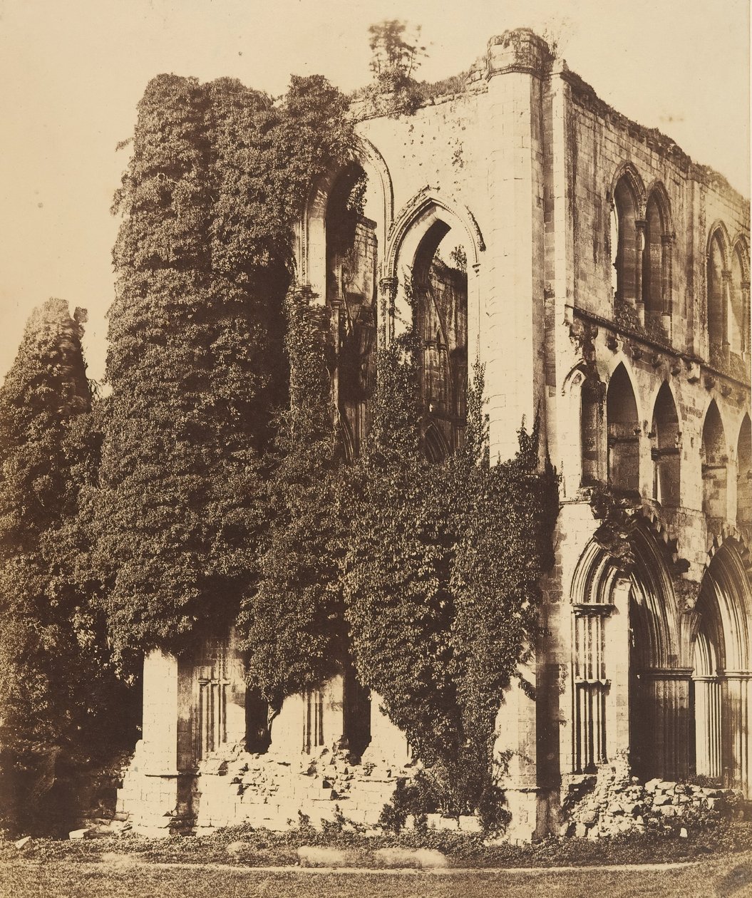 Abadia de Rievaulx. Vista geral do sul, década de 1850 de Joseph Cundall