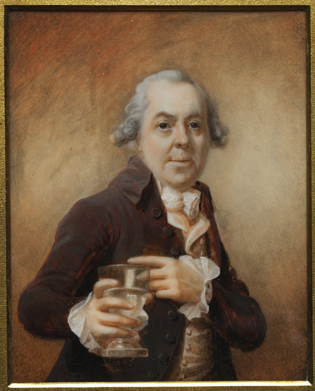 Retrato de um homem segurando um copo, c.1780s (aguarela sobre marfim) de Joseph Daniel