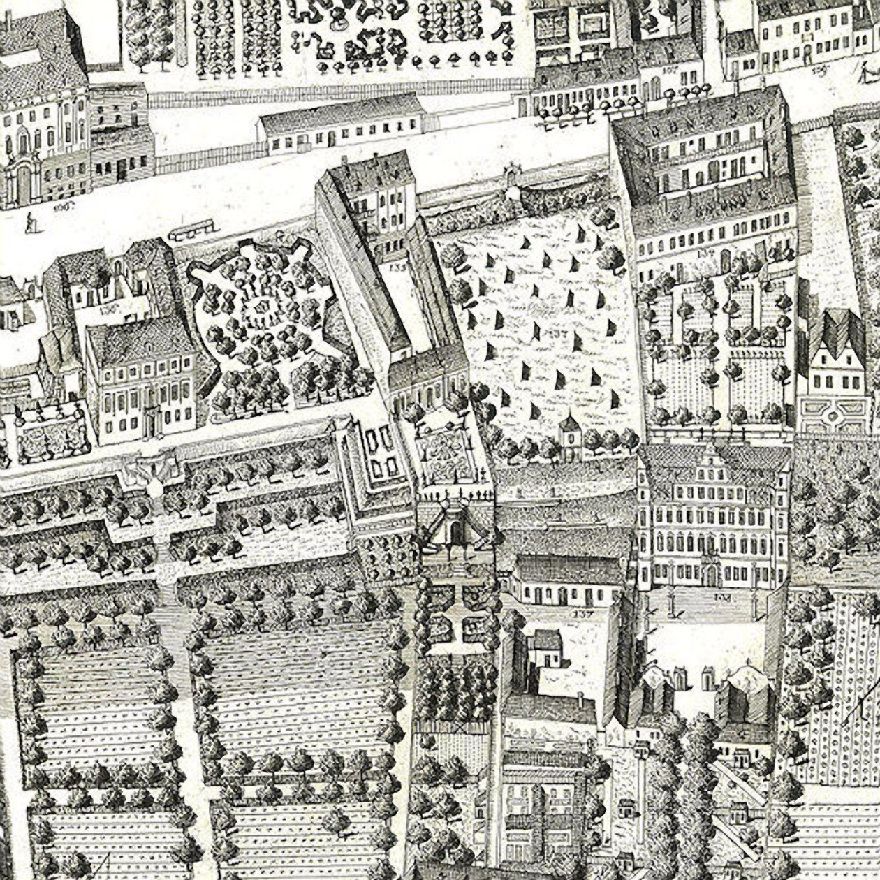Detalhe de um mapa de Viena mostrando 135 Alsergrund, onde Mozart e sua família viveram em 1788 (água-forte e gravura) de Joseph Daniel Huber