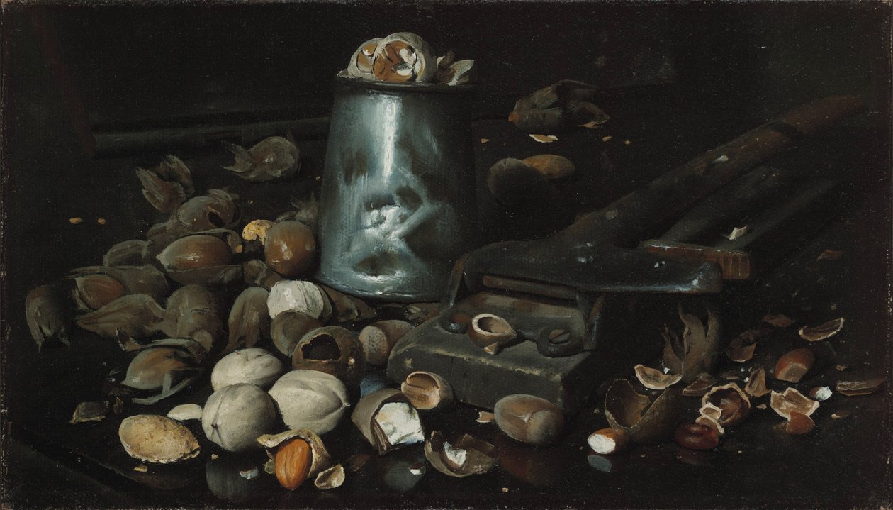 Ainda vida com lata e porcas, c.1886 de Joseph Decker