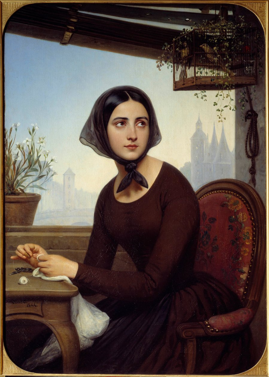 Engraçado procurar entreter-se na ausência de Germain Illustration para "Les mysteres de Paris", de Eugene Sue. Pintura de Joseph-Desire Court (1798-1865) 1844 Sun. 1,12x0,8 m Rouen, Musee des Beaux Arts de Joseph Desire Court