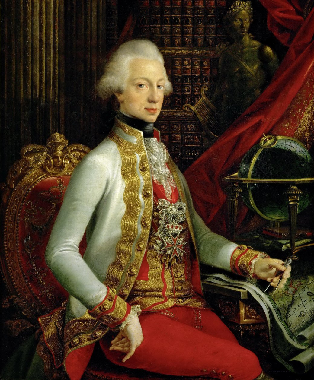 Grandduke Ferdinand III da Toscana 1769-1824 sentado em sua biblioteca, 1797 de Joseph Dorffmeister