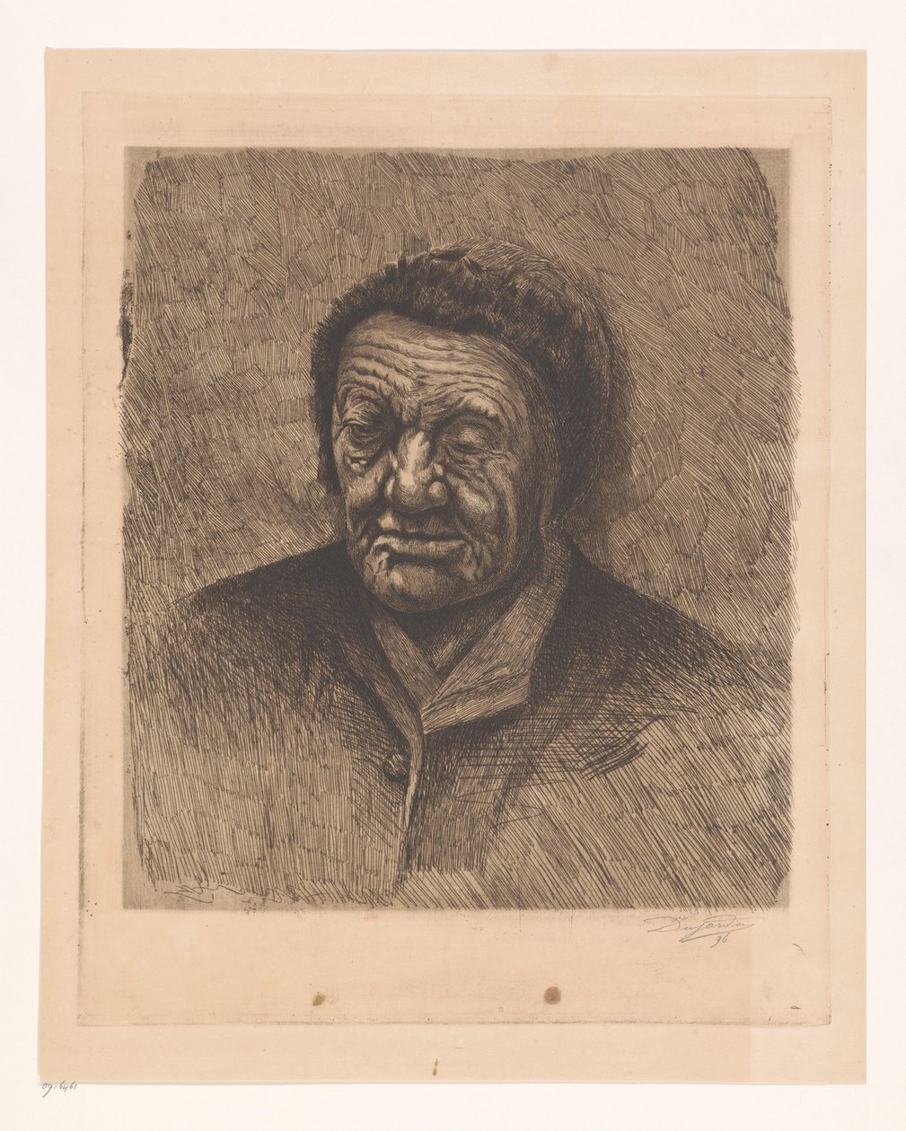 Retrato de uma velha desconhecida de Joseph Dujardin (signed by artist)