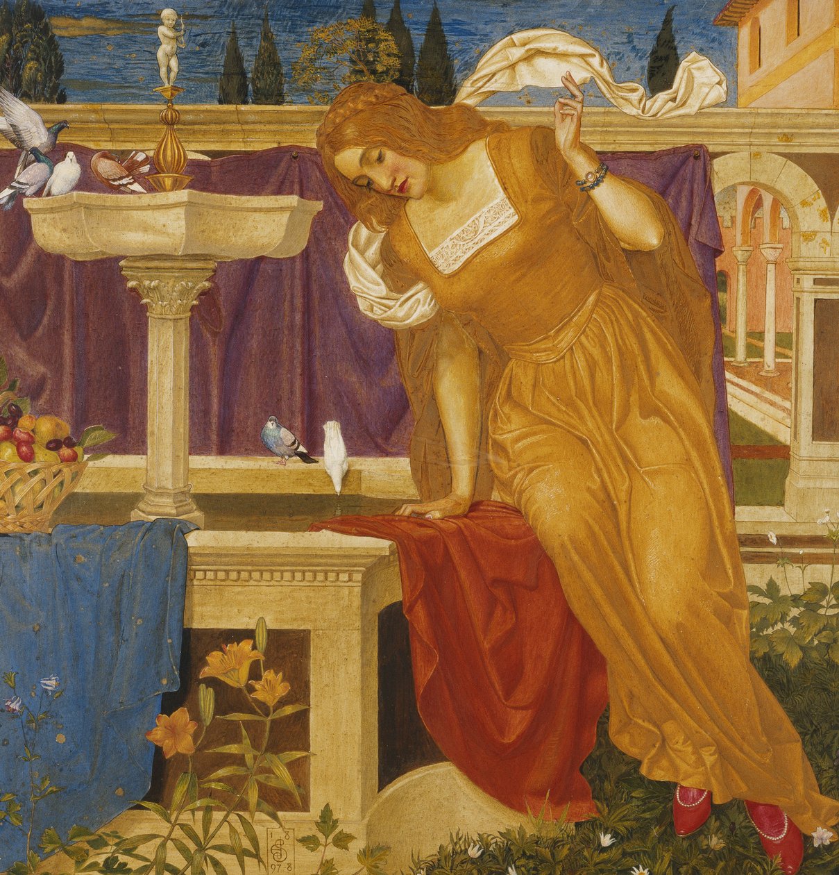 Bela vendo a imagem de sua casa na fonte de Joseph Edward Southall
