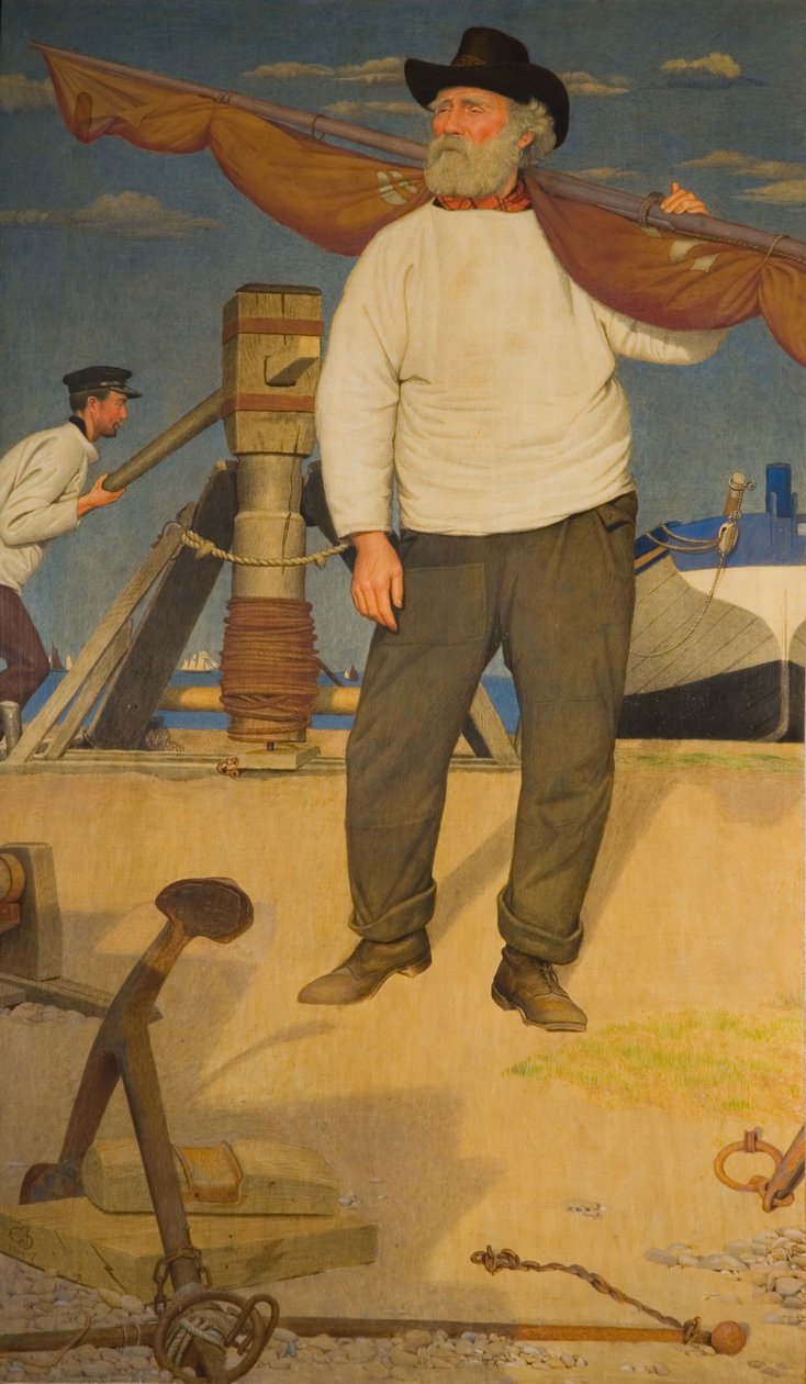 Pescador a carregar uma vela, 1907. de Joseph Edward Southall