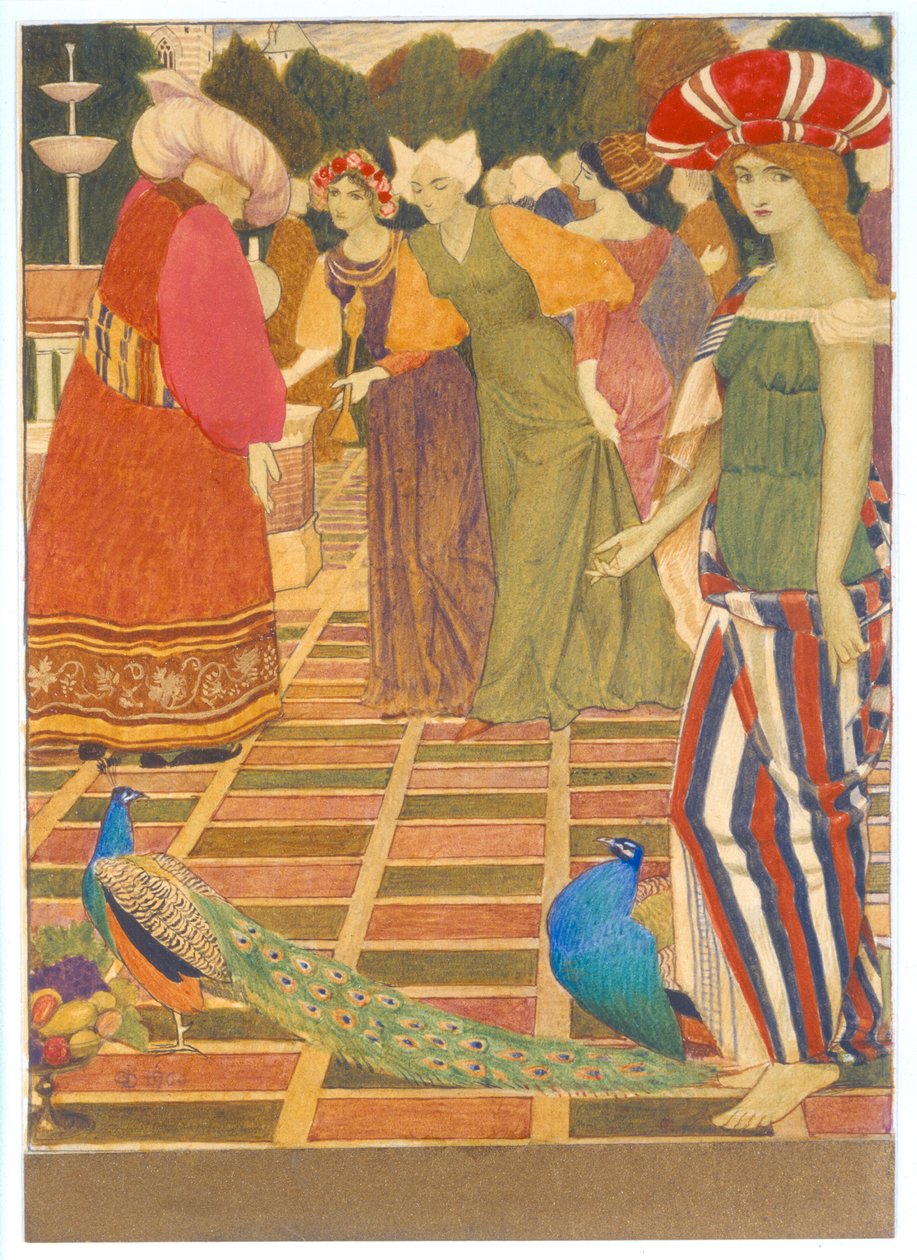 New Lamps for Old, 1900 (tinta, wc e tinta dourada) de Joseph Edward Southall