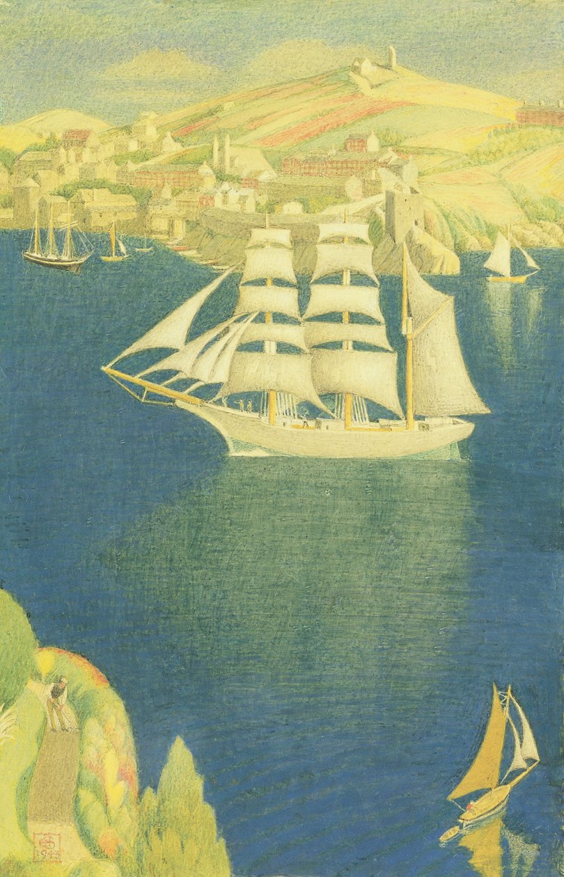 The White Barque at Fowey, 1943 (tempera a bordo) de Joseph Edward Southall