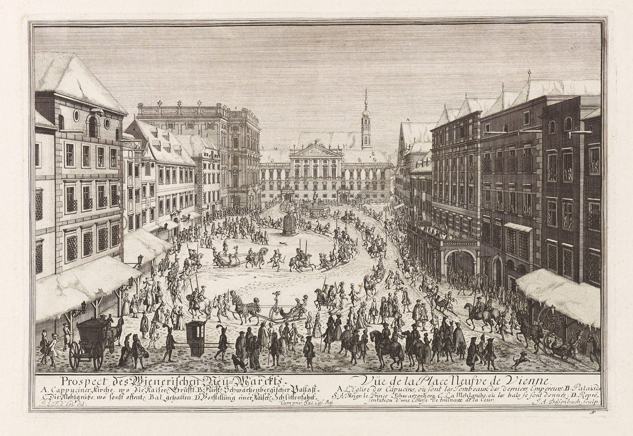 Novo Mercado Neuer Markt de Viena, 1719. de Joseph Emanuel Fischer von Erlach