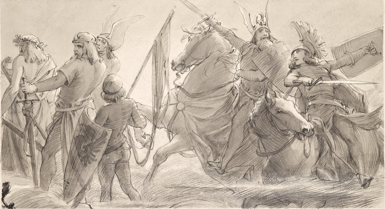 Os Teutões vão para a batalha de Joseph Eugen Hörwarter