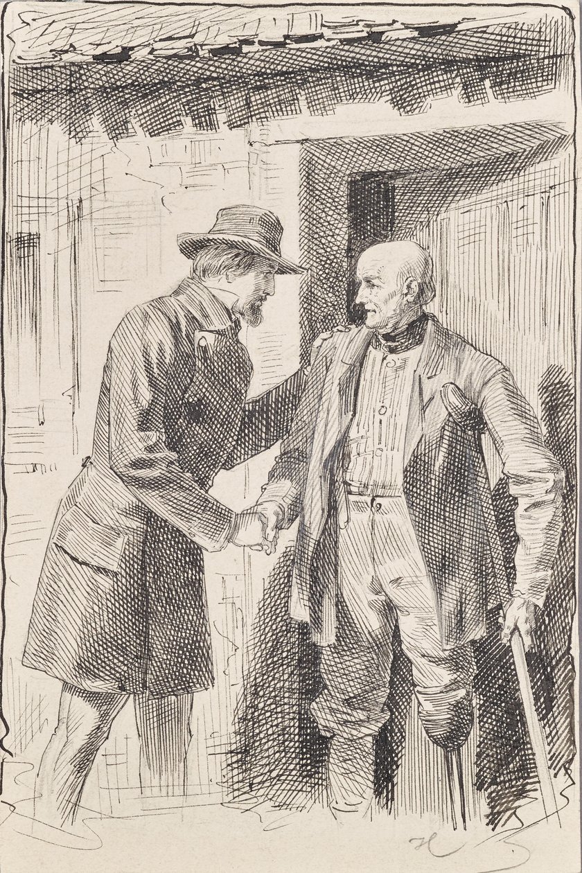 Dois homens, um deles com uma perna amputada de Joseph Eugen Hörwarter