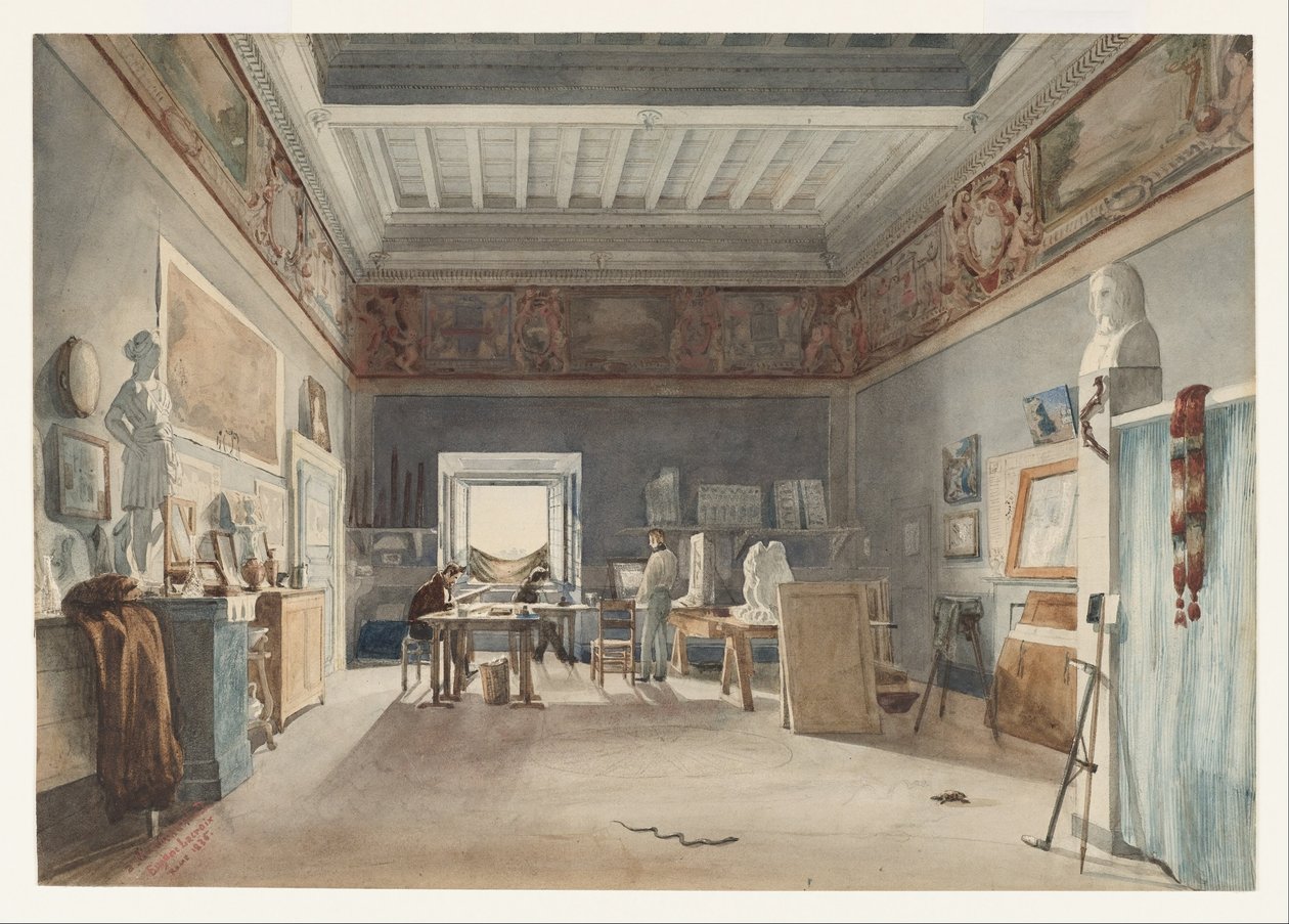 Um Estúdio na Villa Medici, Roma de Joseph Eugène Lacroix