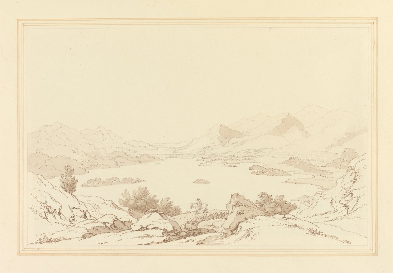 Vista Geral do Lago de Derwent Water de Joseph Farington