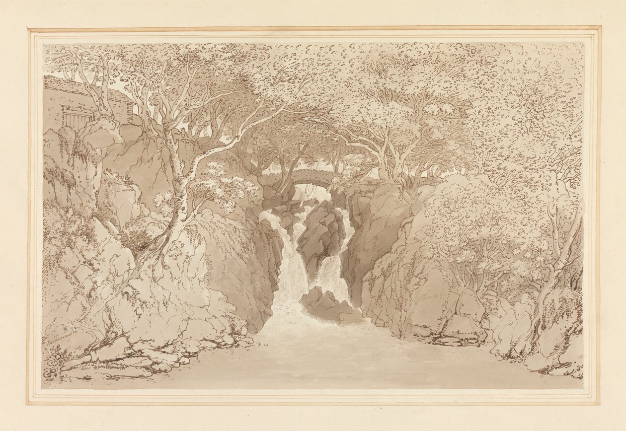 Cascata Rydal inferior de Joseph Farington