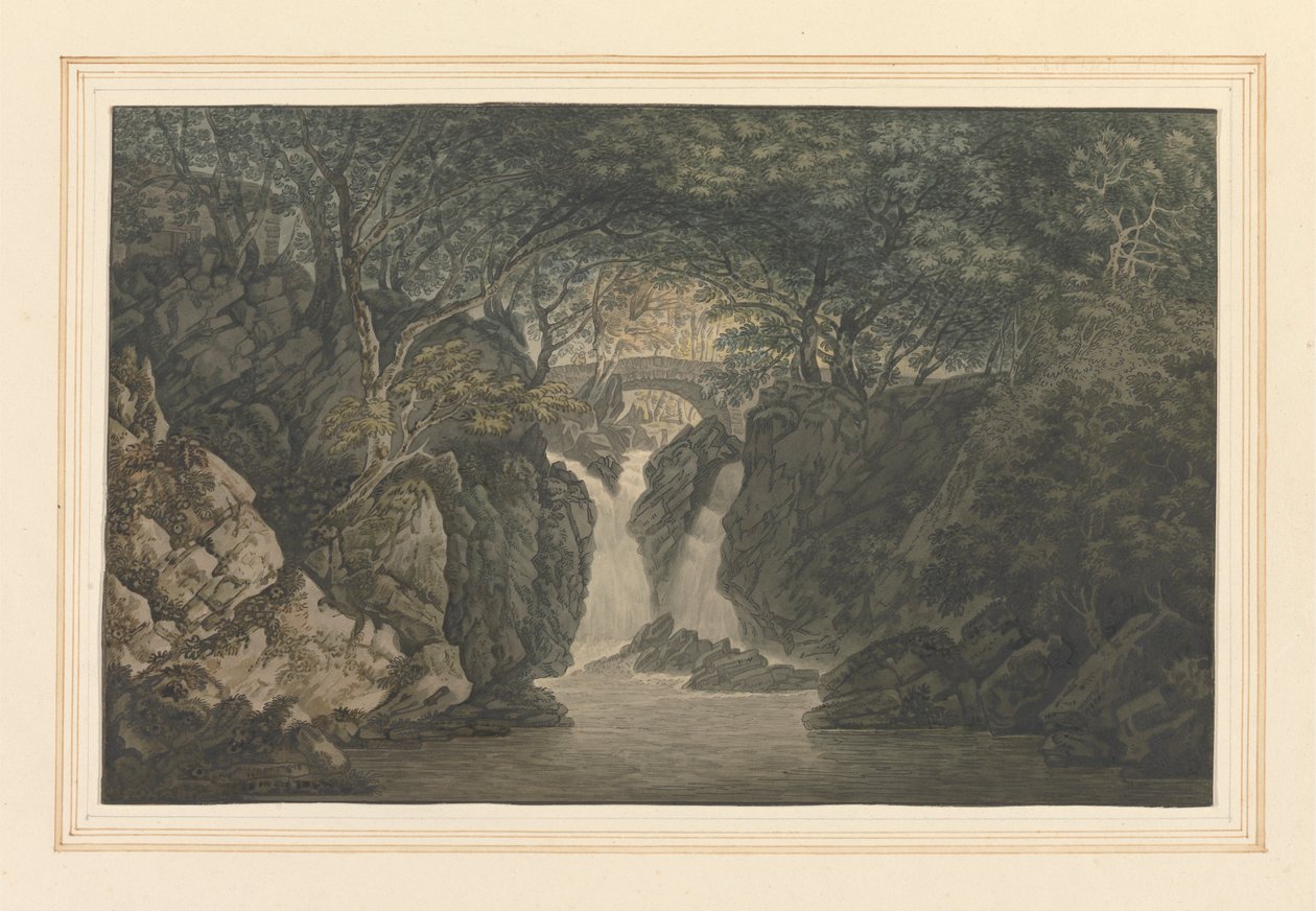 Cascata Rydal inferior de Joseph Farington
