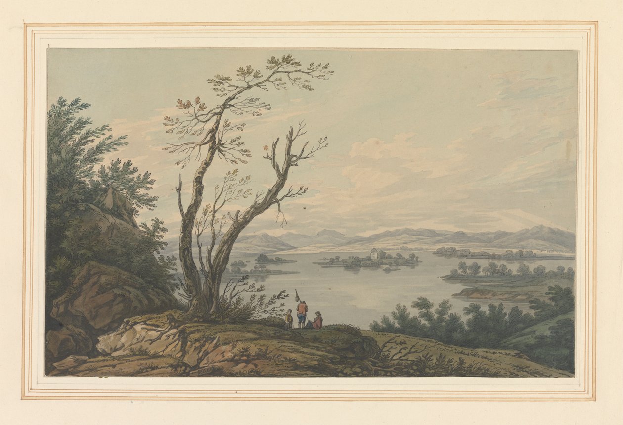Vista através de Windermere olhando para a Grande Ilha de Joseph Farington