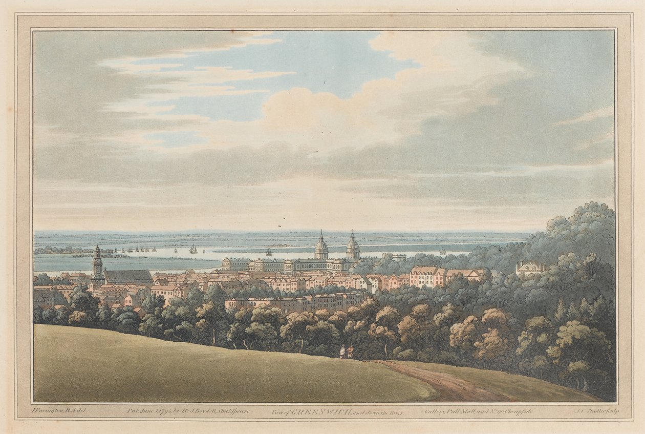 Vista de Greenwich e Down the River,
1795 (aquatint) de Joseph Farington