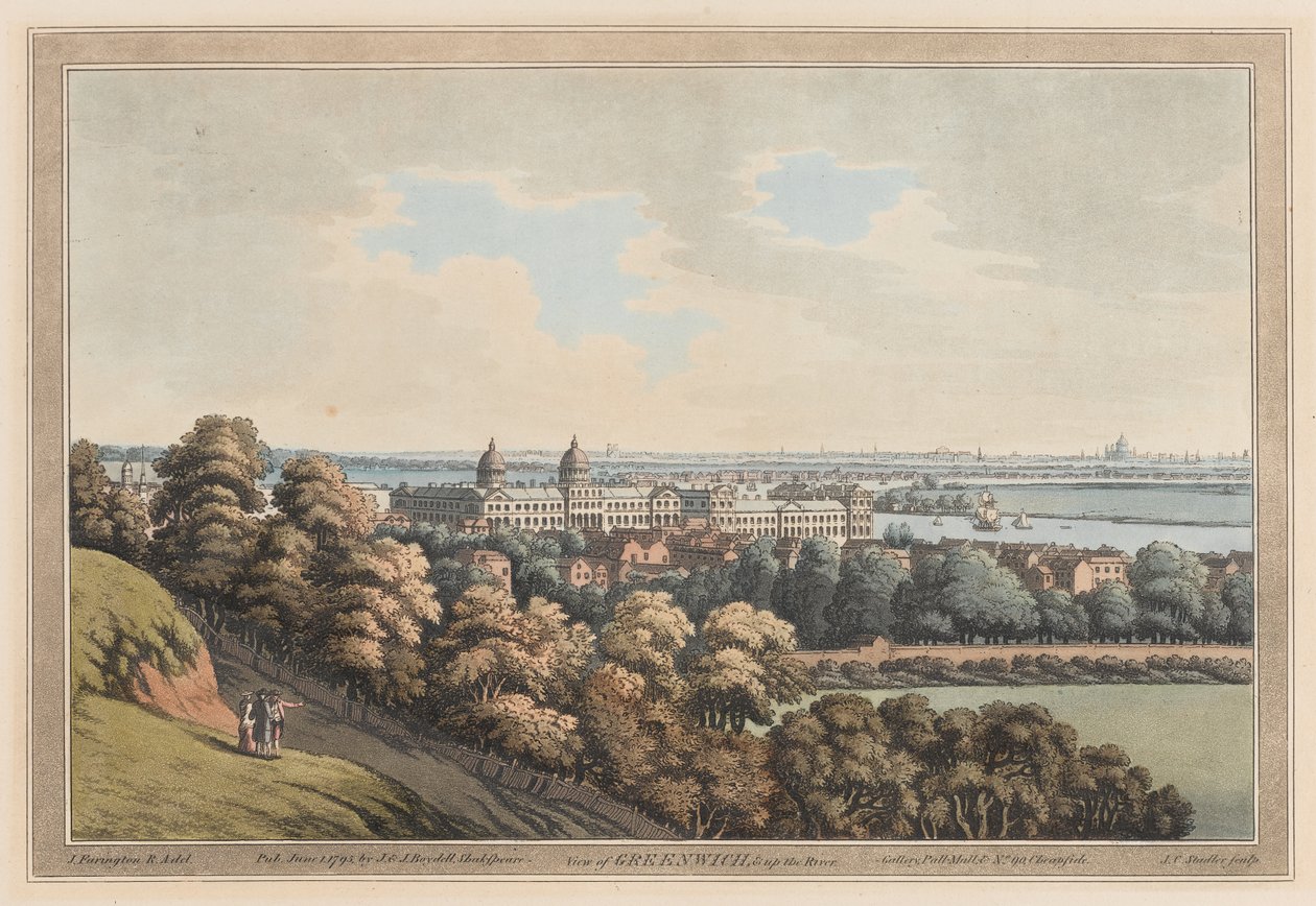Vista de Greenwich e rio acima de Joseph Farington