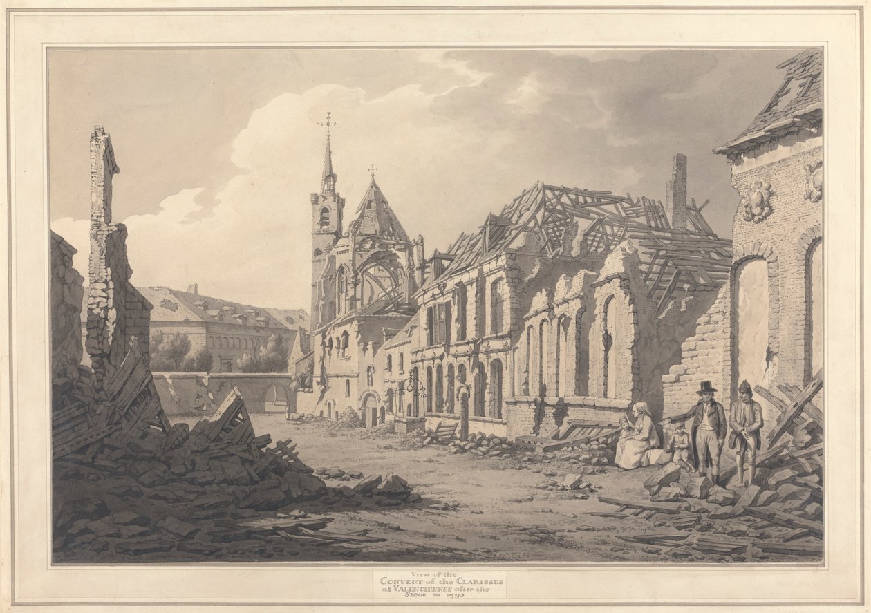 Vista do Convento dos Clarisses em Valenciennes após o Seige de Joseph Farington