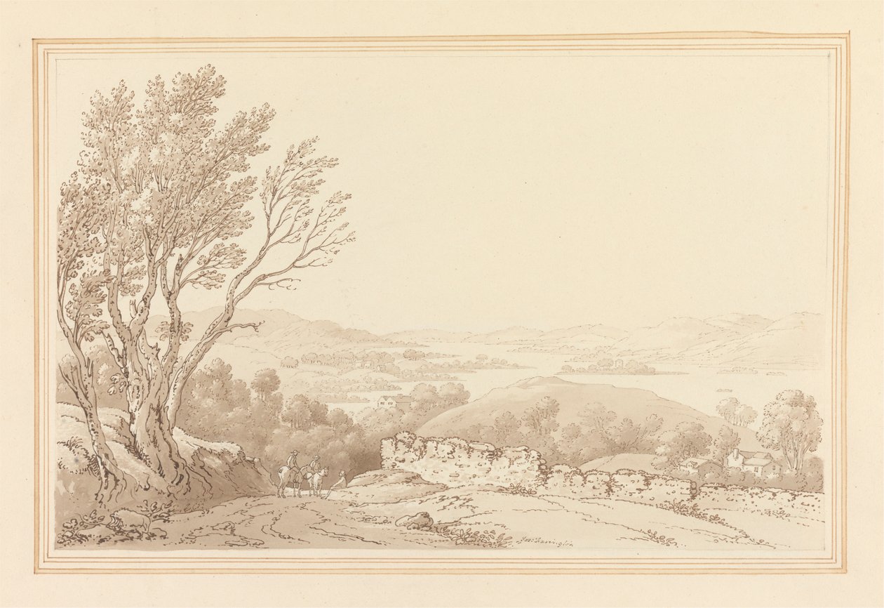 Vista sobre Windermere de cima Barig de Joseph Farington