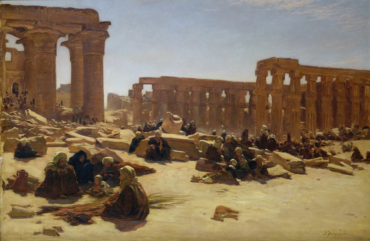 Ruínas do Templo em Luxor, c.1890 de Joseph Farquharson