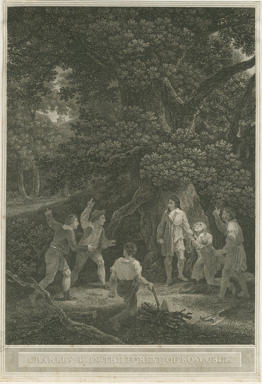 Boscobel - O Carvalho Real: gravura, abril de 1800 de Joseph Farrington