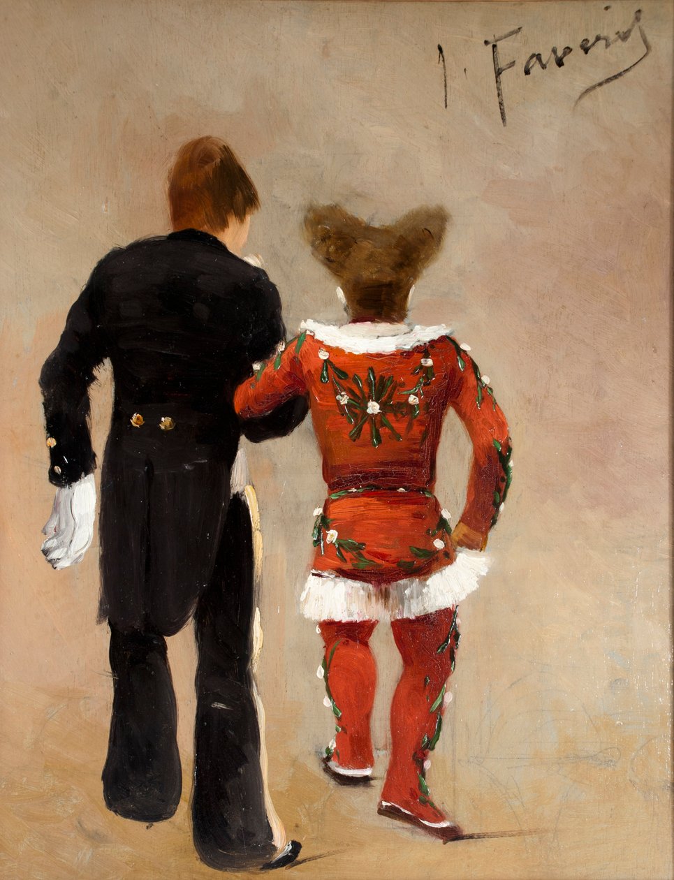 Dois palhaços, cerca de 1885. de Joseph Faverot
