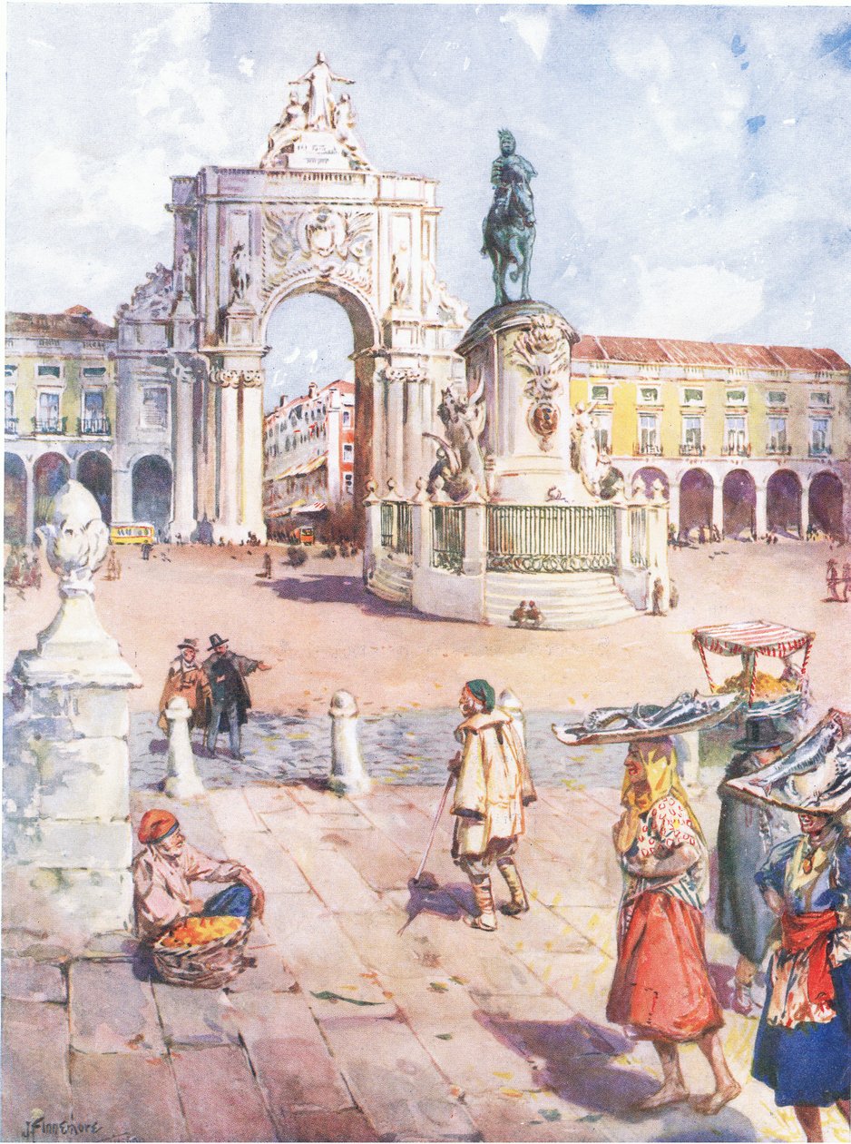 A Praça do Commercio, em Lisboa, da Hutchinsons Picturesque Europe, publicada por Hutchinson & Son, c.1930 de Joseph Finnemore