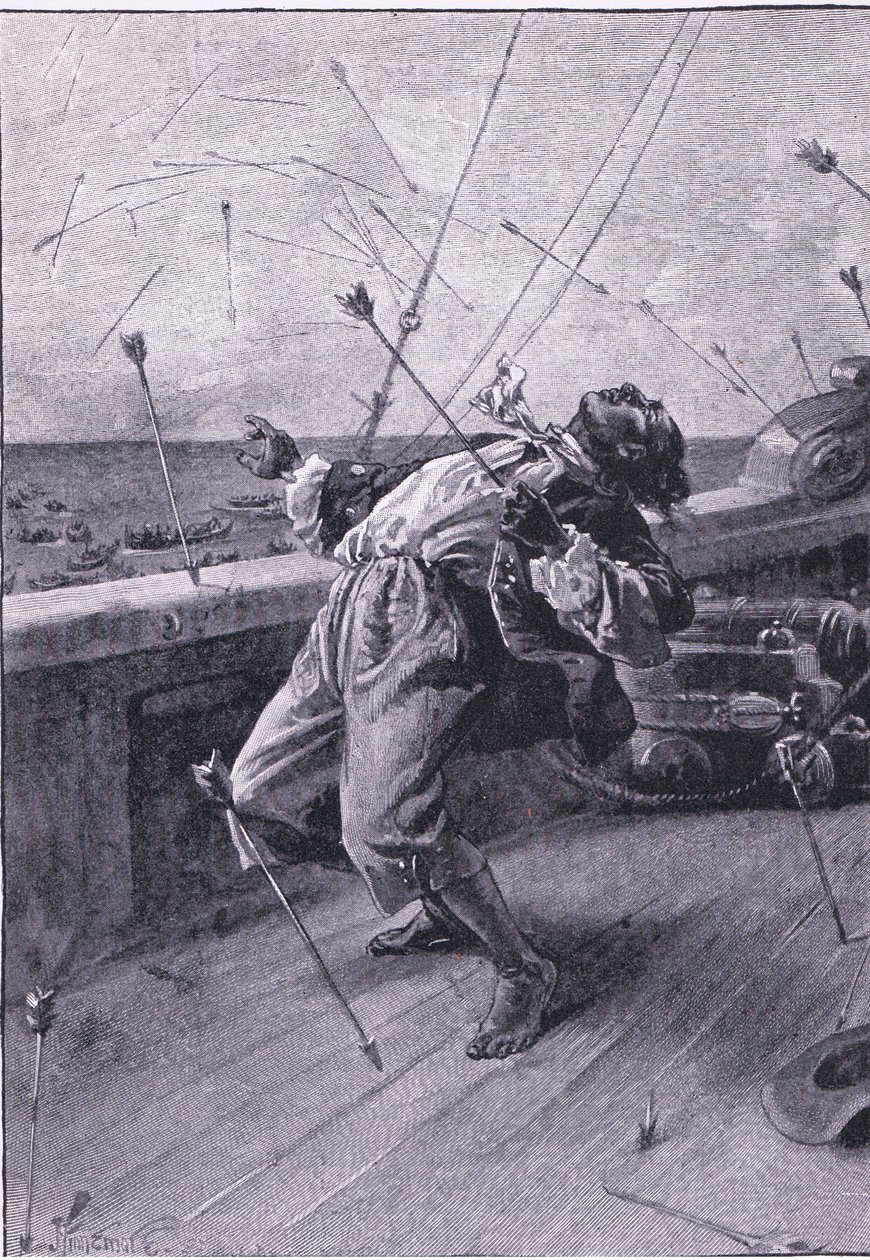Eles deixaram voar as flechas e mataram a pobre sexta-feira (litho) de Joseph Finnemore