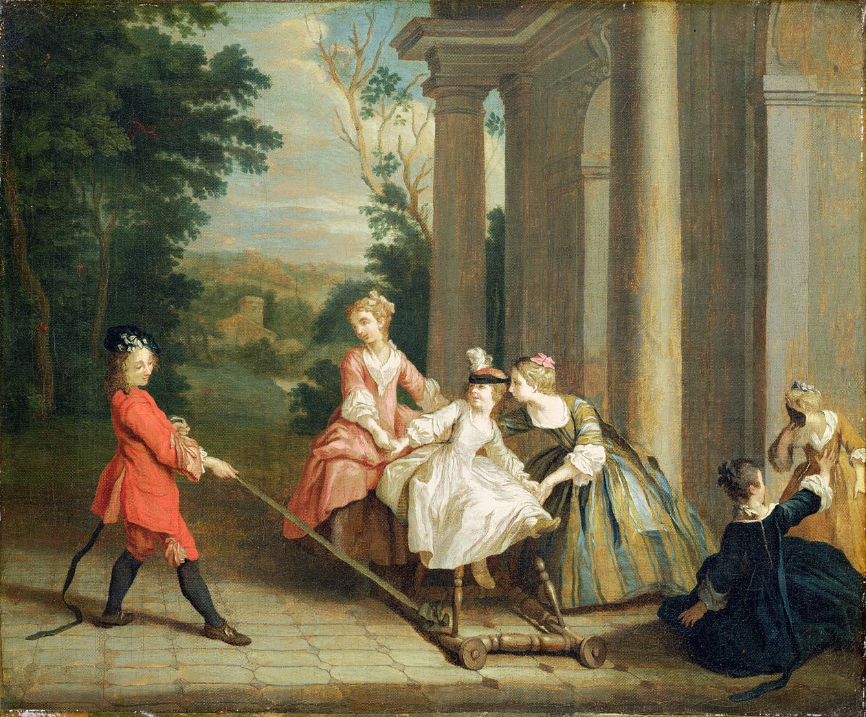 Crianças brincando com um cavalo de passatempo, c.1741-47 de Joseph Francis Nollekens