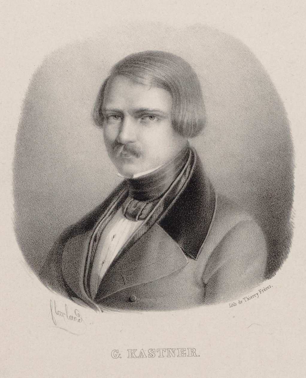 Retrato do compositor Jean-Georges Kastner 1810-1867. de Joseph Frédéric Flaxland