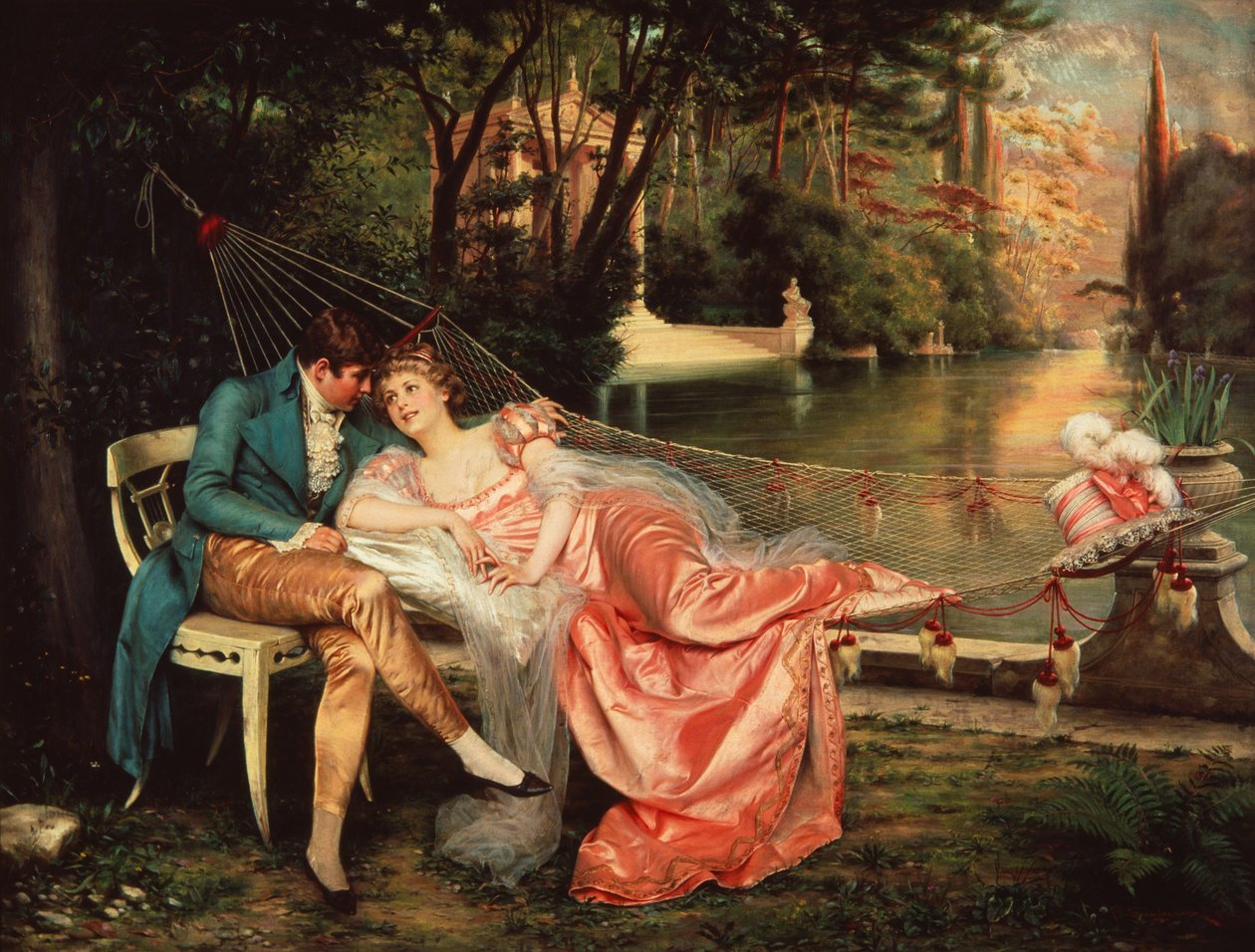 Flerte (óleo sobre tela) de Joseph Frederick Charles Soulacroix