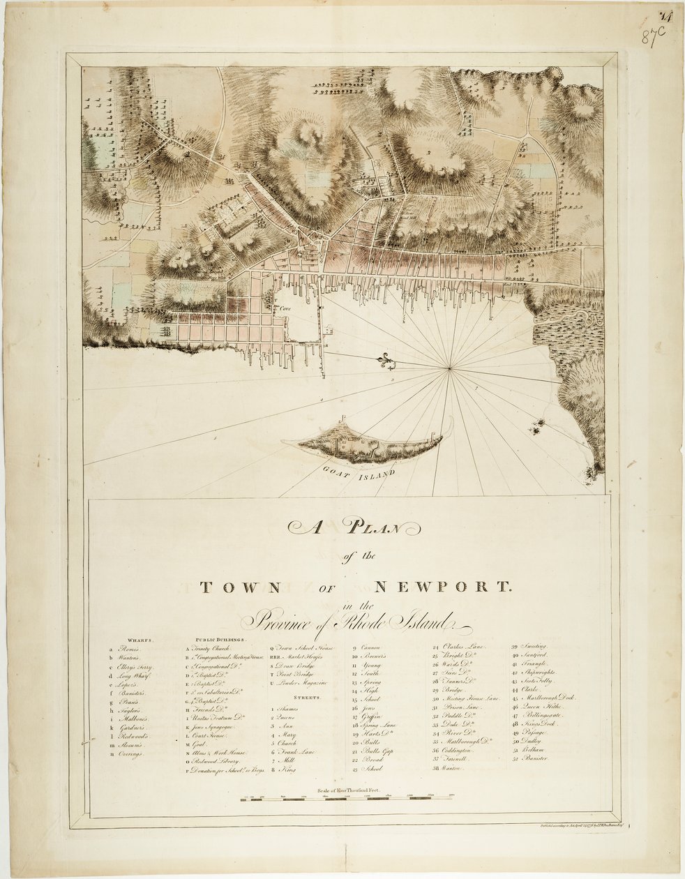 Um plano da cidade de Newport na província de Rhode Island de Joseph Frederick Wallet DesBarres