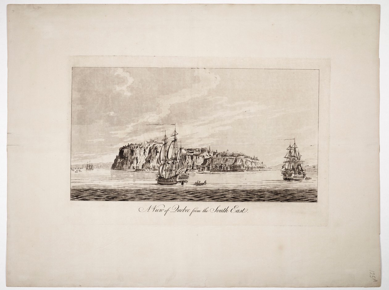 Vista do Quebeque a partir do sudeste, c.1781 (gravura a cores) de Joseph Frederick Wallet DesBarres