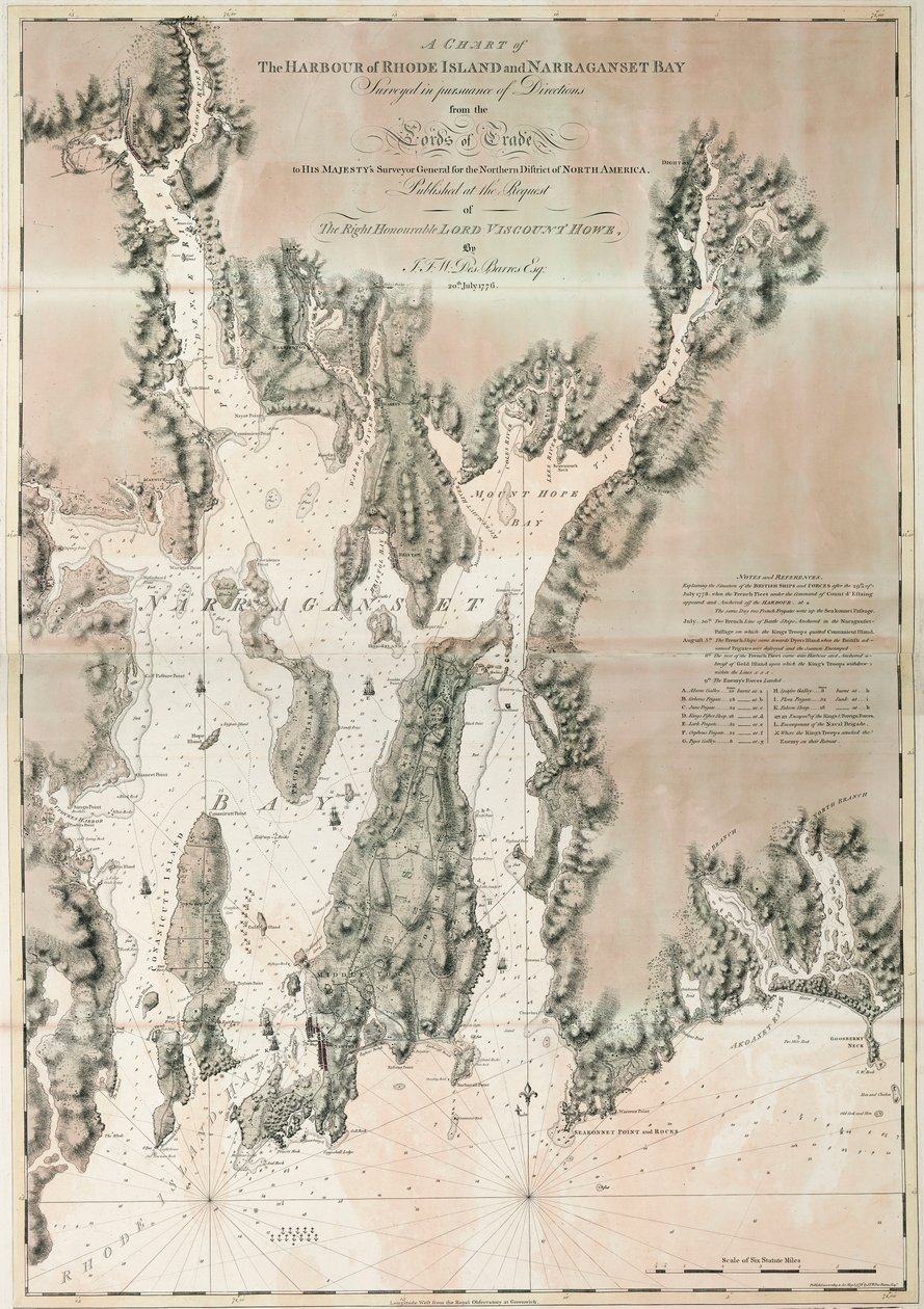 Carta da Baía de Ipswich e do Cabo Ann, costa atlântica da América do Norte de Joseph Frederick Wallet DesBarres