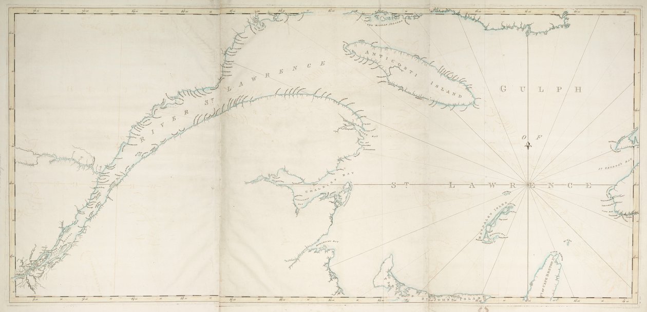 Mapa do Golfo e do Rio de São Lourenço, c.1778 (gravura) de Joseph Frederick Wallet DesBarres