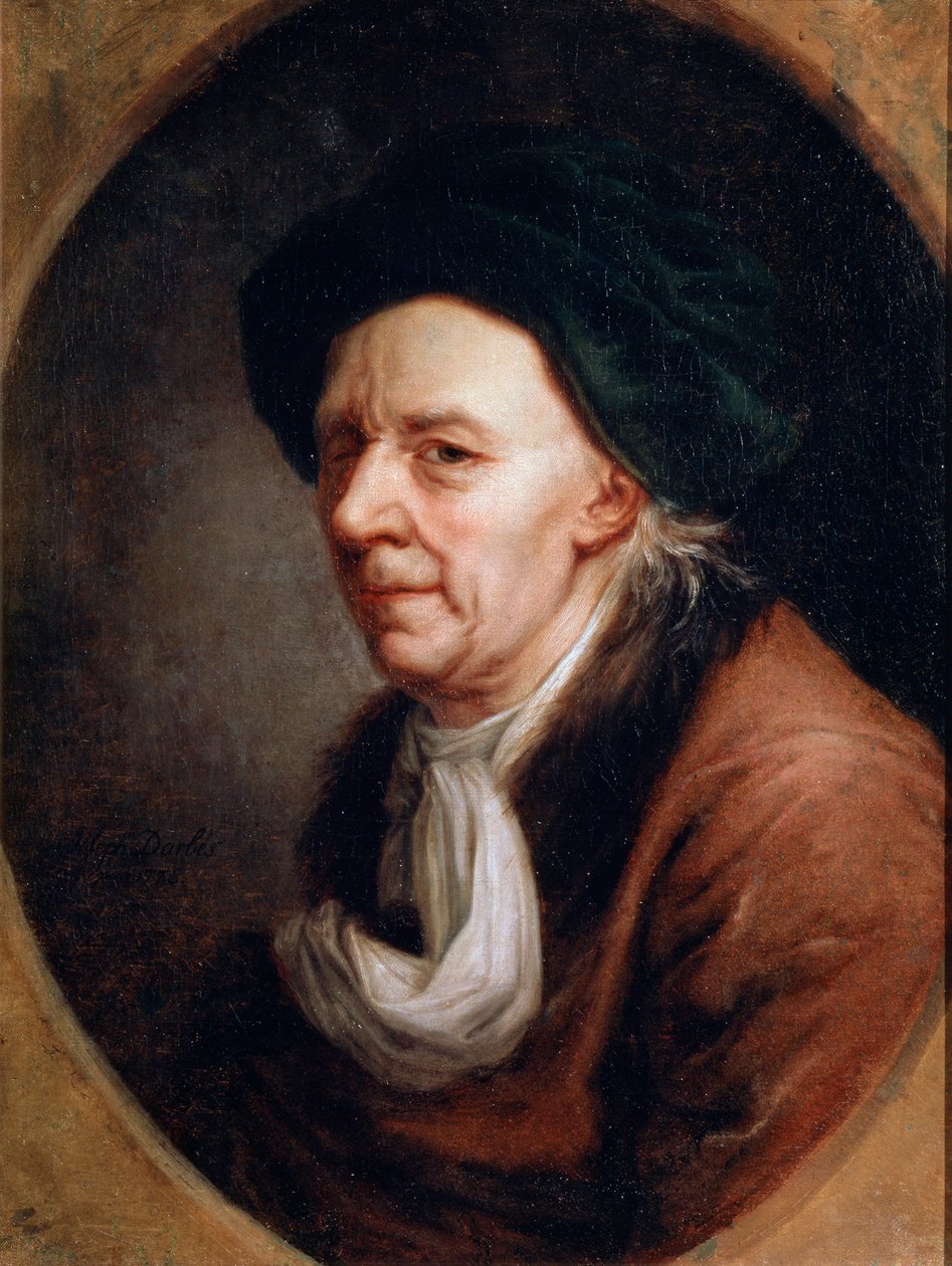 Retrato do matemático Leonhard Euler, 1707-1783, pintura alemã do século XVIII de Joseph Friedrich August Darbes