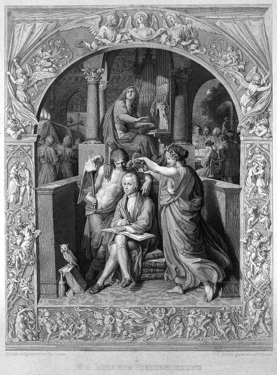 A glorificação de Wolfgang Amadeus Mozart, c. 1858 de Joseph Führich Ritter von