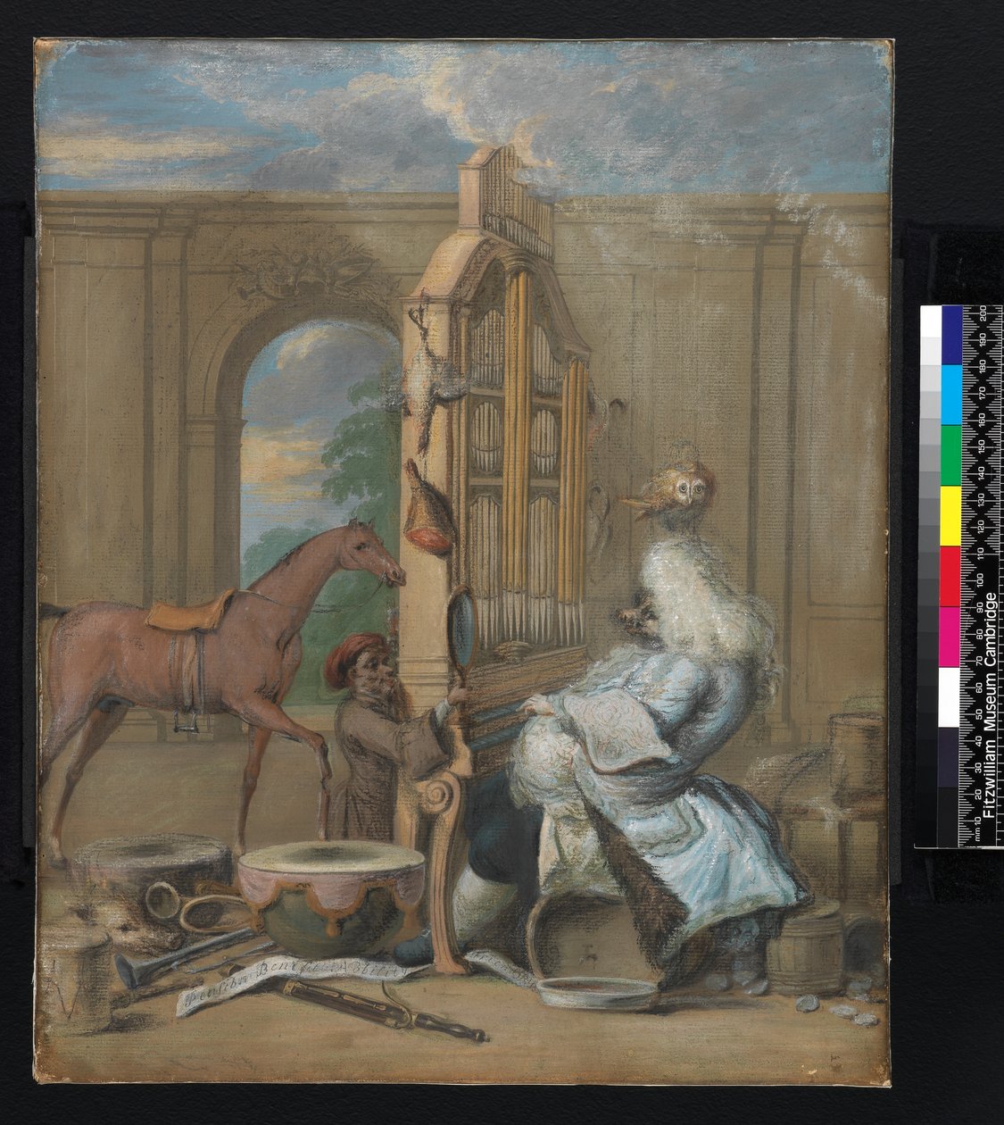 No.0961 &39;The Charming Brute&39;, uma caricatura de George Frederick Handel (1685-1759) c.1740-50 (guache, preto e giz colorido sobre papel) (ver também 84584) de Joseph Goupy