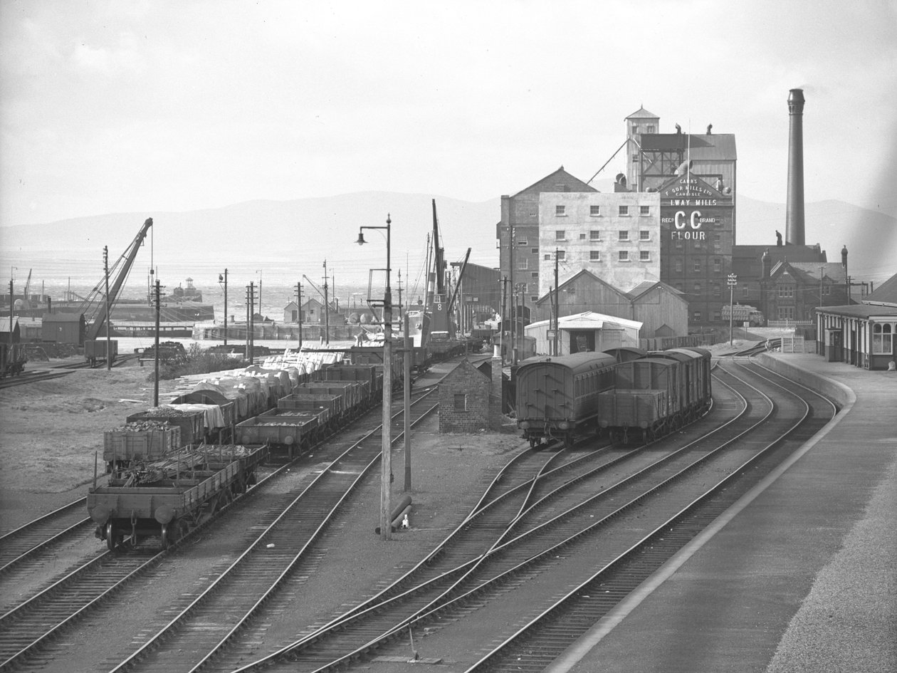 Vista de vagões de mercadorias e de carga nos ramais da doca de Silloth de Joseph Hardman