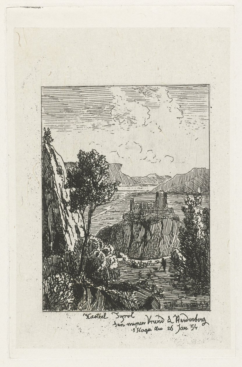 Castelo em uma rocha Castelo no Tirol (título no objeto) de Joseph Hartogensis