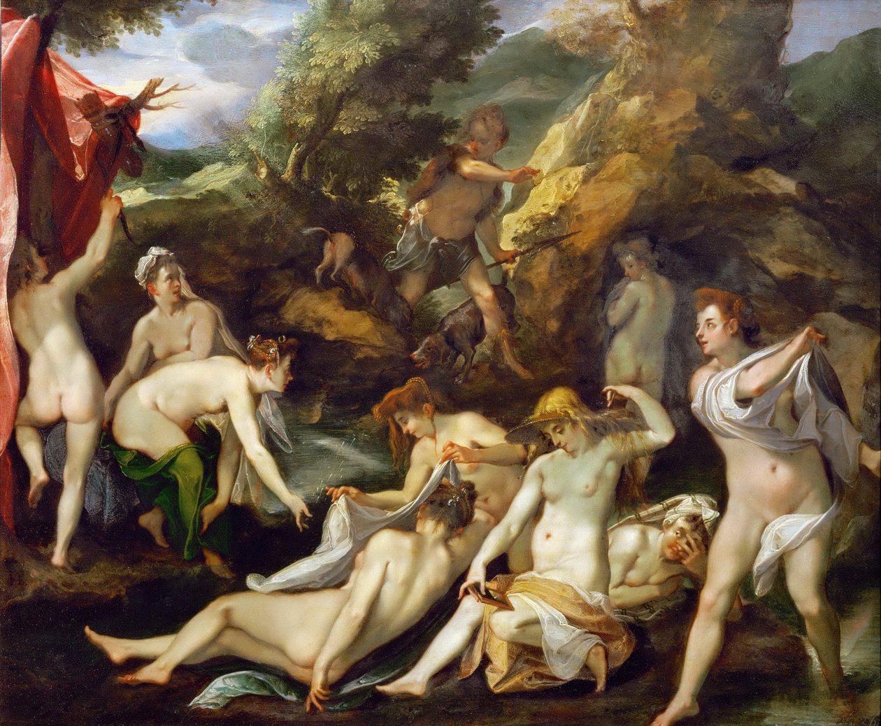 Barroco : Diane et Acteon - Diana e Actaeon par Heintz, Joseph, the Elder (1564-1609), ca. 1595. Óleo sobre cobre, 40x49. Museu de História de Arte, Vienne de Joseph Heintz
