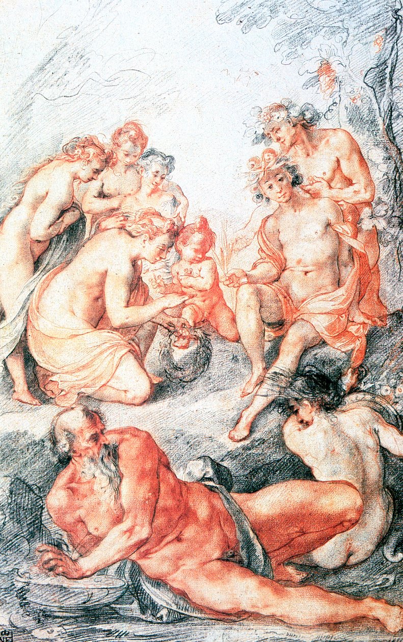 Estudo, Batismo de uma Criança, c1584-1609 de Joseph Heintz the Elder