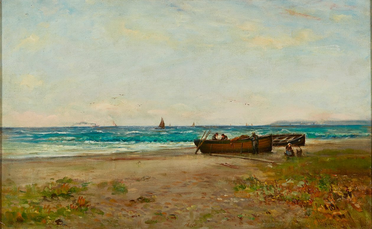Tending the Boats, Ayrshire Coast (óleo sobre tela) de Joseph Henderson