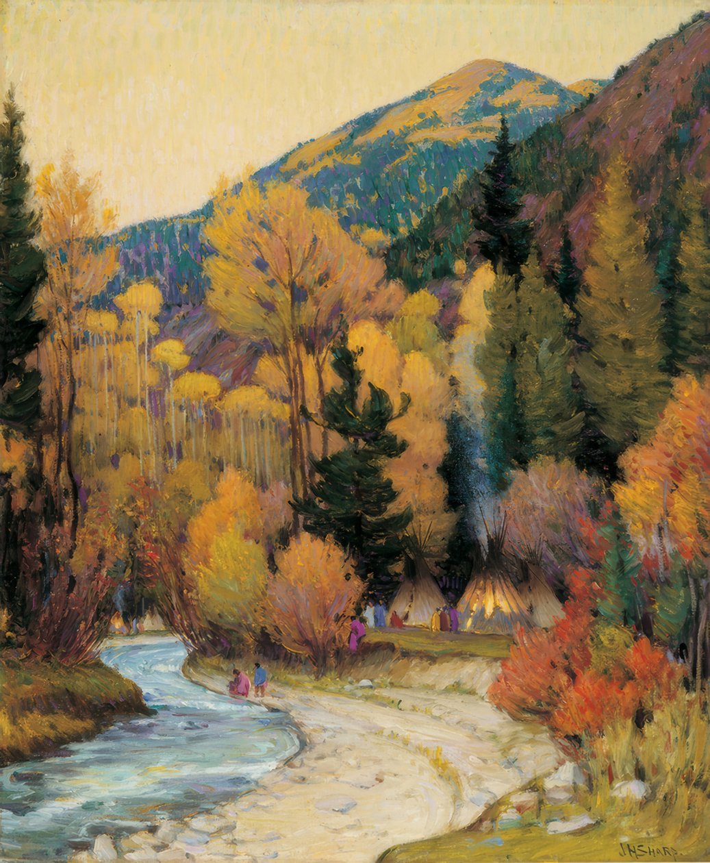 Acampamento apache em Hondo Canyon de Joseph Henry Sharp
