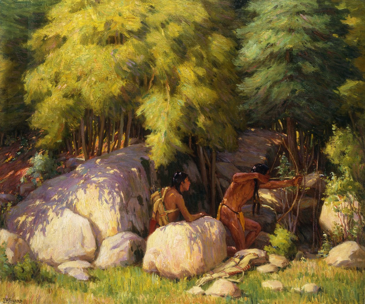 Bravos índios a caçar veados de Joseph Henry Sharp